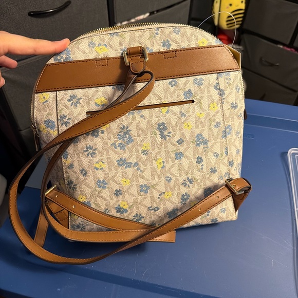Michael Kors Vanilla and Gold Slim Backpack